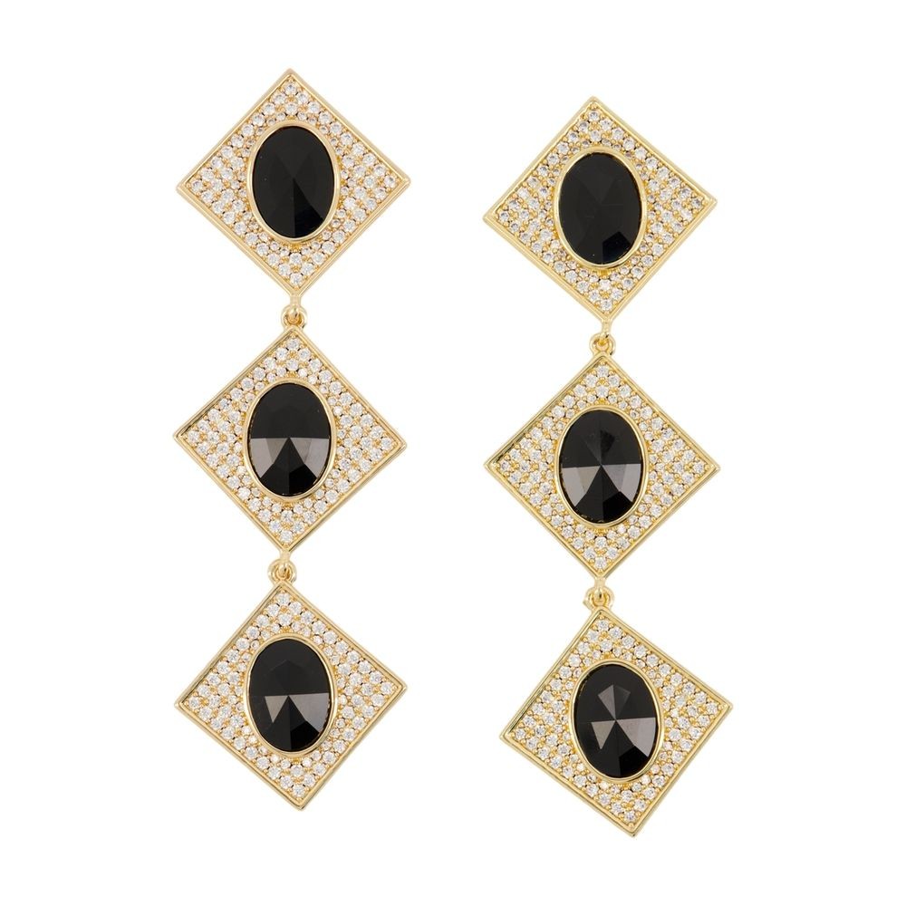 Self-portrait Crystal-embellished Earrings In Gold