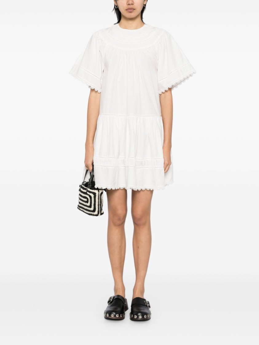 Ulla Johnson Oumi Crochet And Chiffon-trimmed Poplin Mini Dress