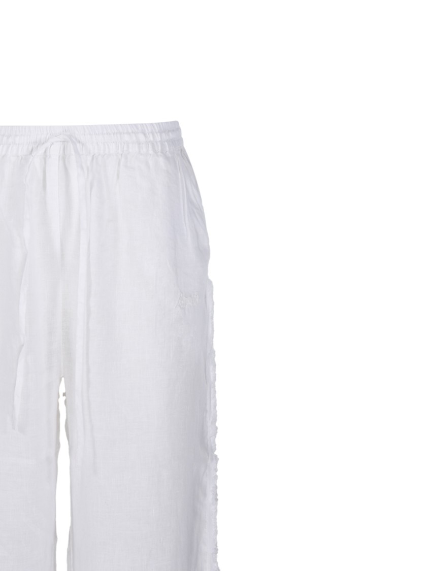 Shop P.a.r.o.s.h Parosh Relaxed Fit Linen Pants In White