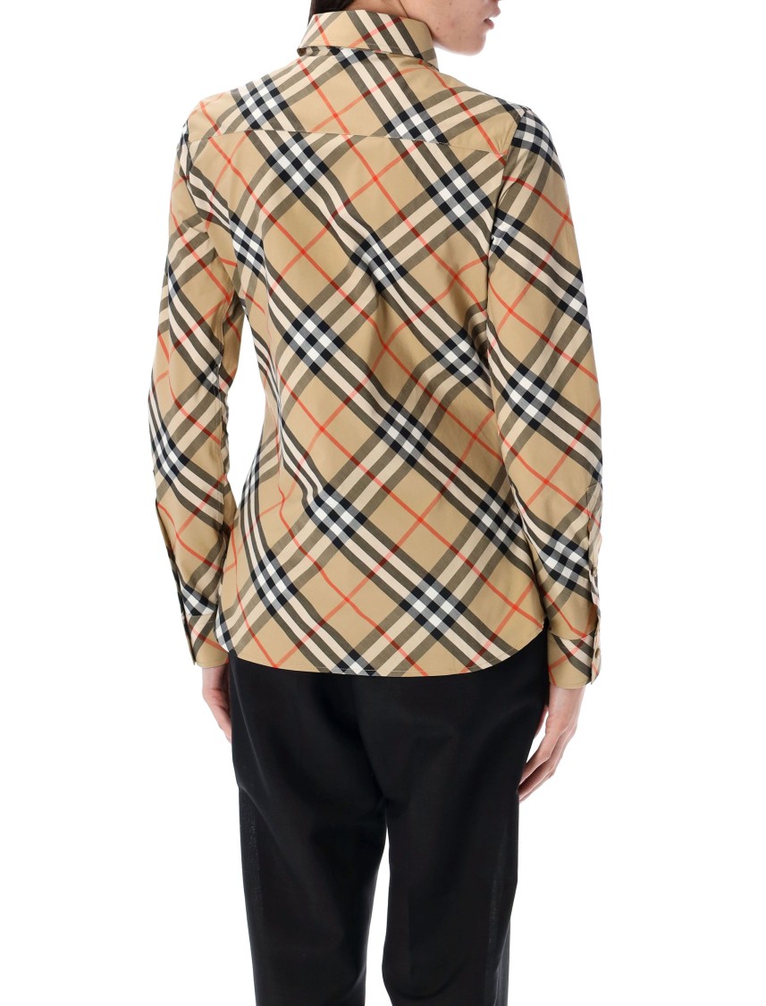 Burberry Check Cotton Shirt In Brown