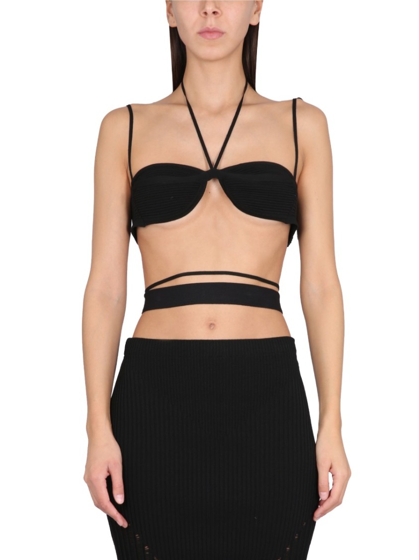 Andreädamo Andreâdamo Black Ribbed Mini Top