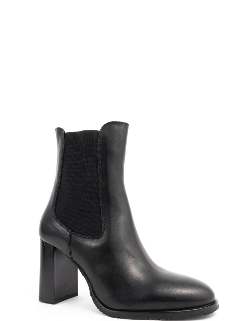 Sergio Moretti Black Ankle Boots With High Block Heel In Black