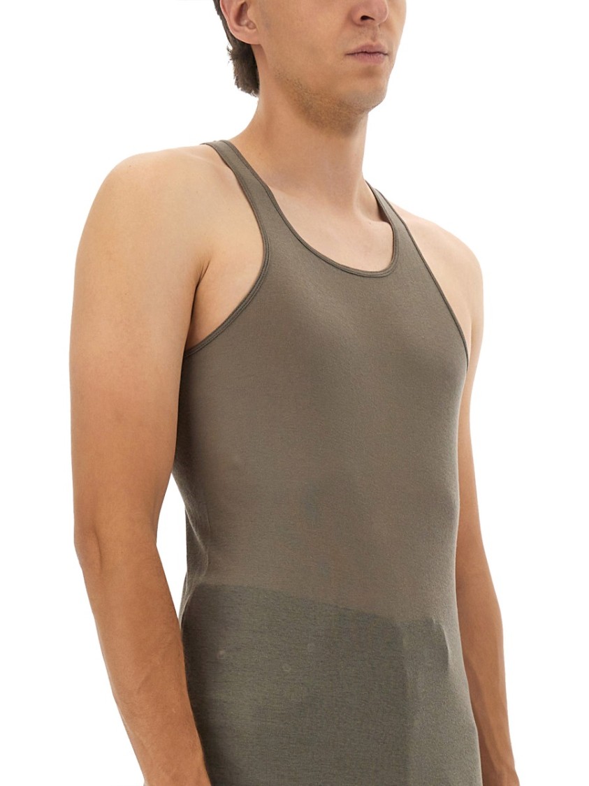 Rick Owens Longline Racerback Scoop Neck Sleeveless T-shirt In Green