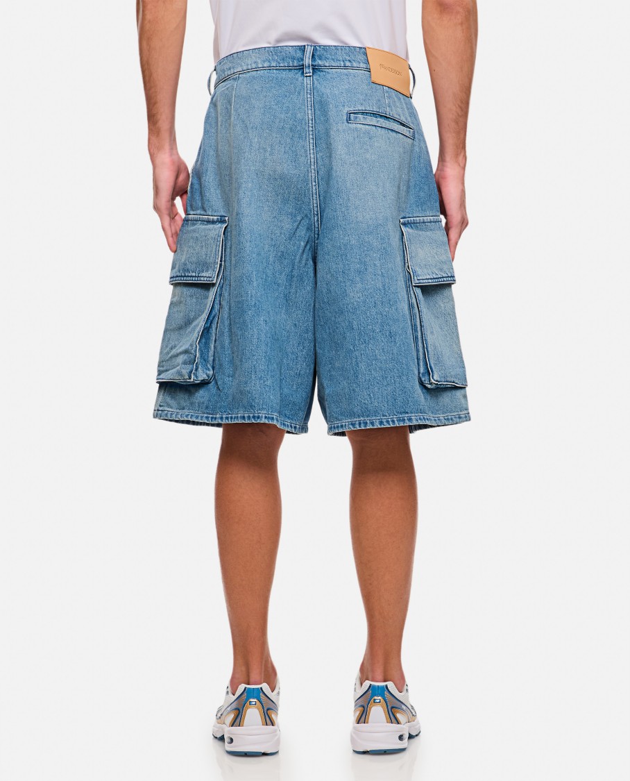 Jw Anderson Light Blue Bermuda Shorts With Cargo Pockets And Logo Patch On The Back In Blue