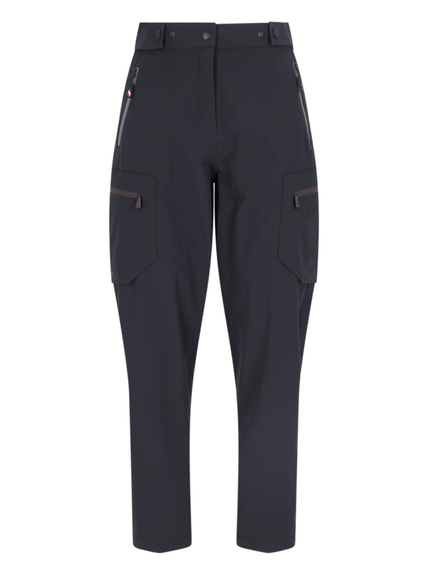 Moncler Grenoble Wide Multi-pocket Trousers In Black Stretch Nylon