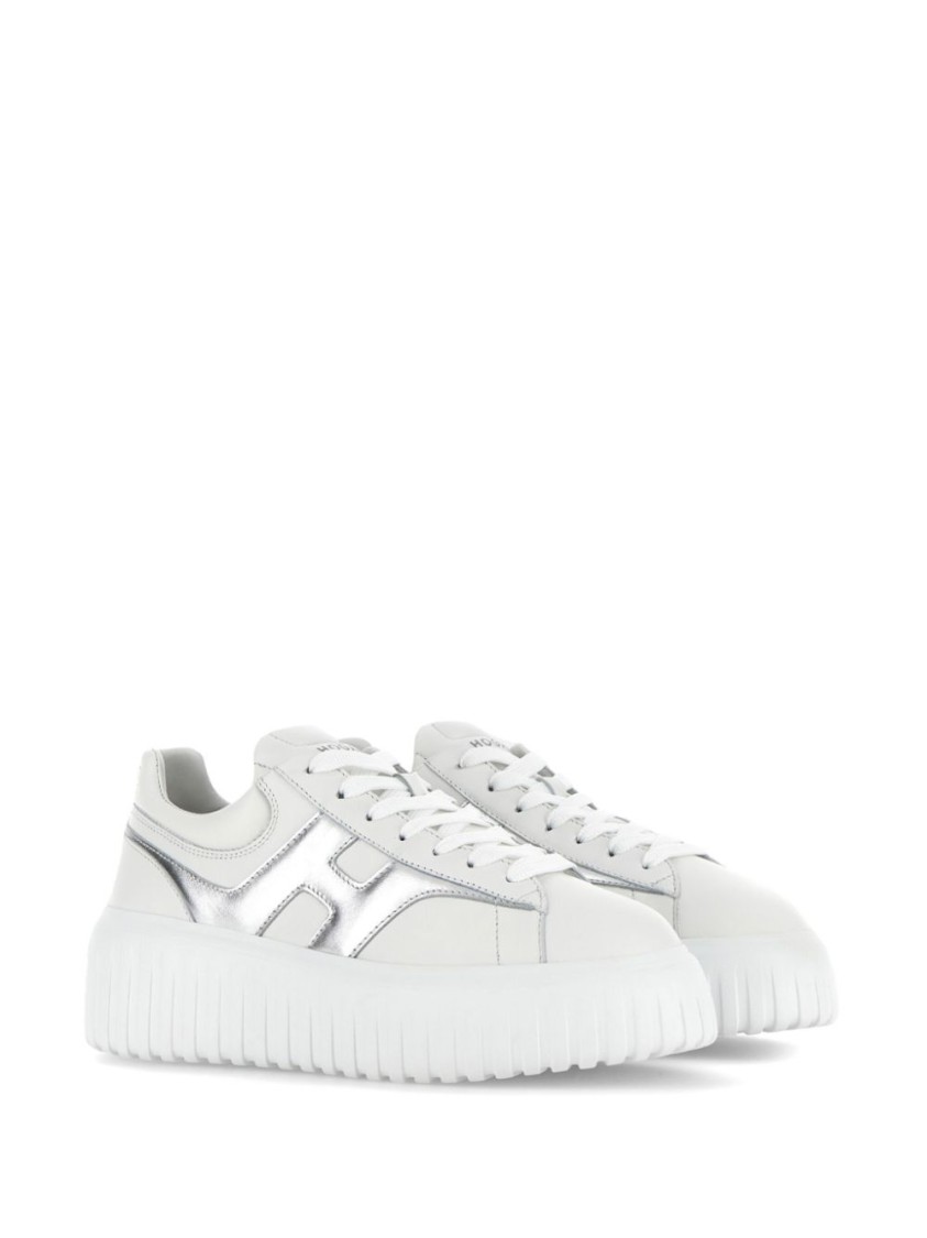 Hogan H-stripes Leather Sneakers In White