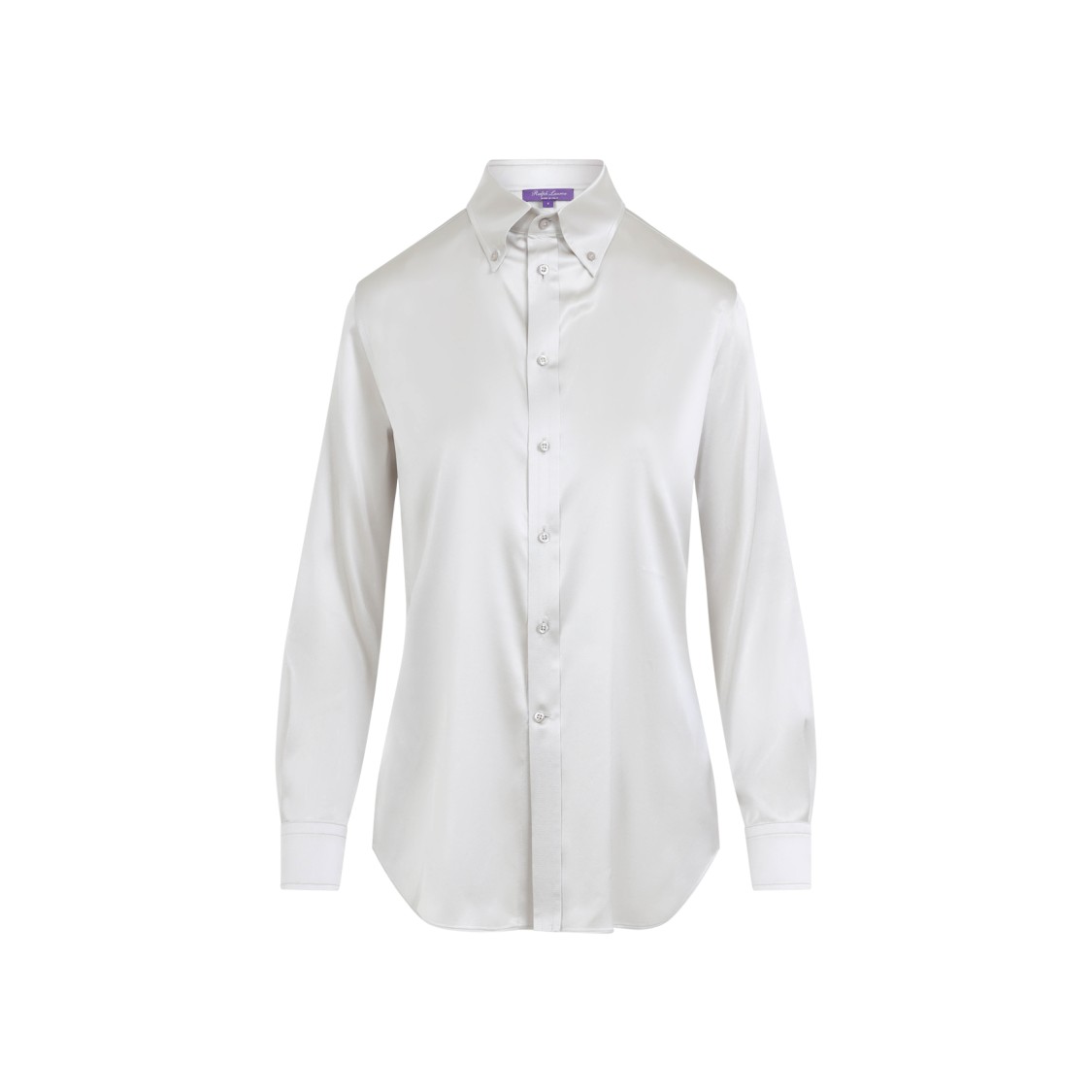 Polo Ralph Lauren Mist White Mulberry Silk Cameron Long Sleeves Button Front Shirt In White