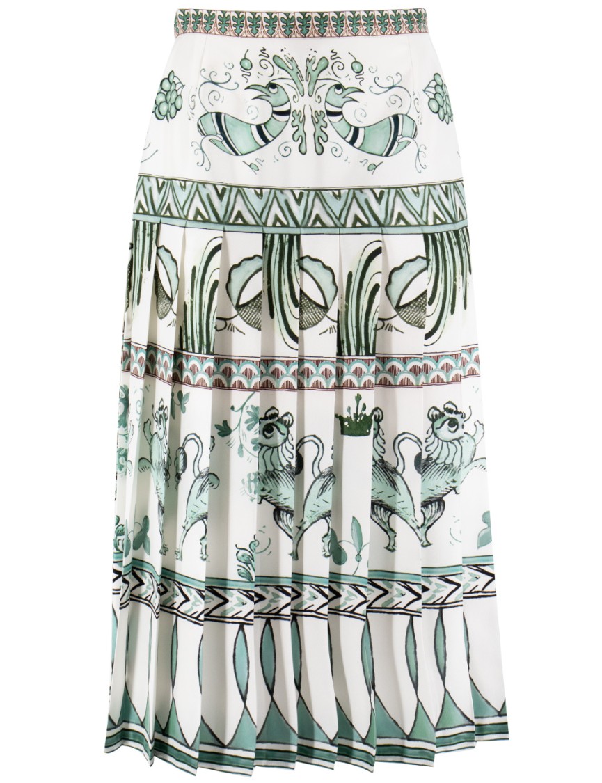 Shop Fabiana Filippi Flared Picta-print Silk Twill Skirt