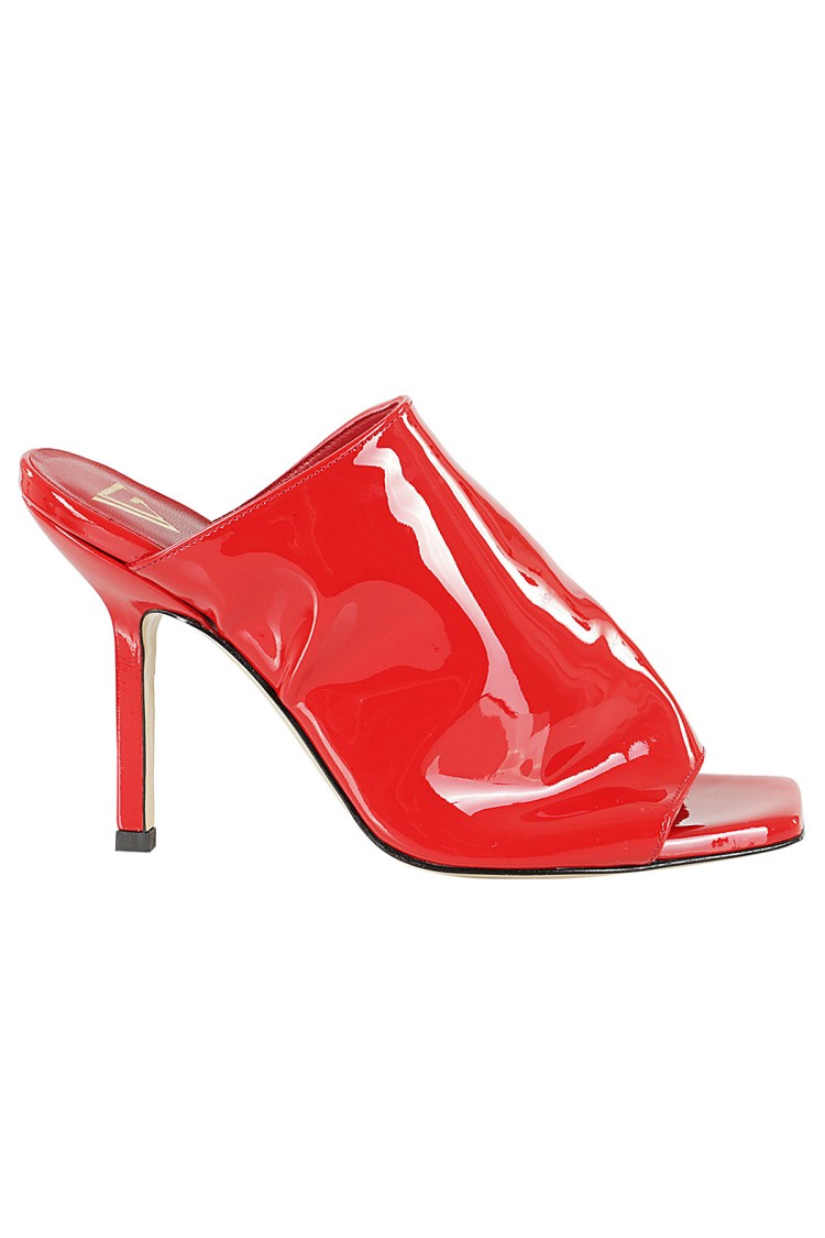 GIAMPAOLO VIOZZI GIAMPAOLO VIOZZI VERNICE PATENT LEATHER MULES WITH SQUARE OPEN TOE