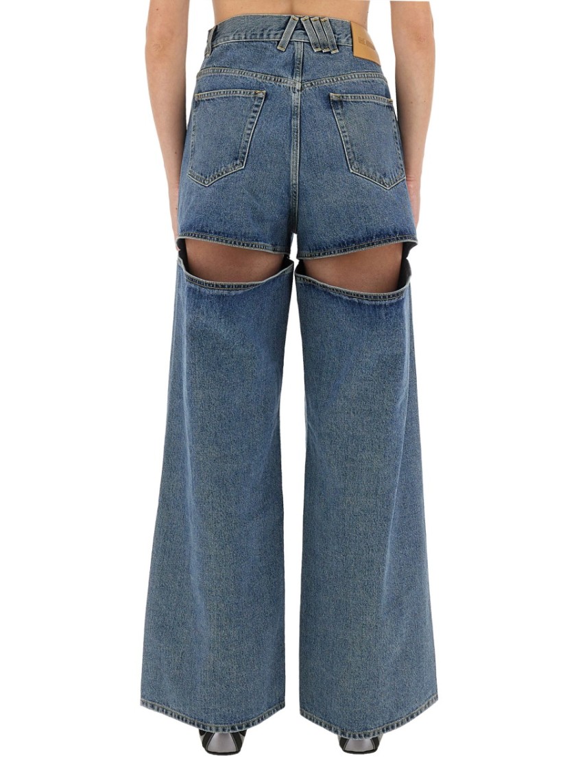 Attico Light Blue Cut-out Jeans In Blue