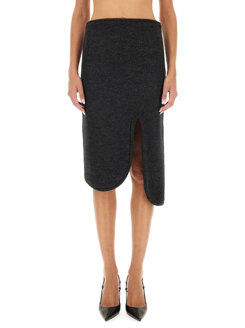 Victoria Beckham Padded Tube Detail Skirt In Grey