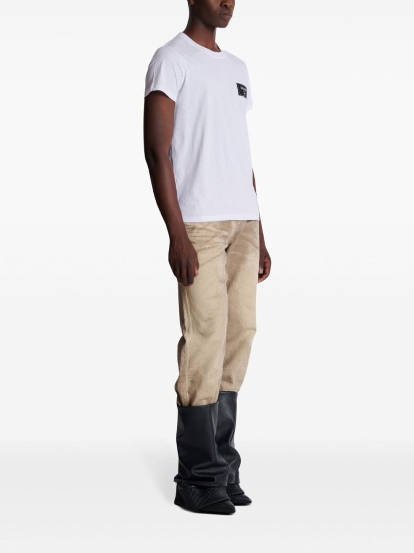 Shop Balmain Slim-fit White Cotton T-shirt