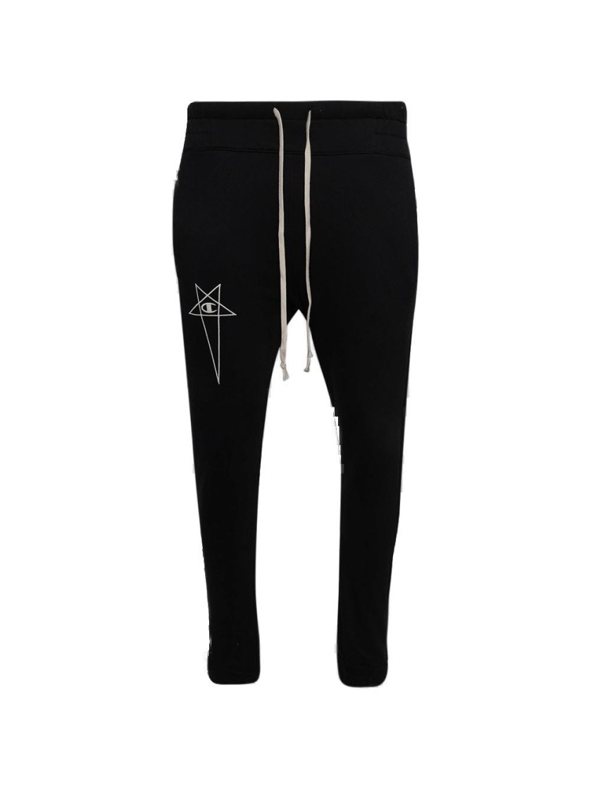Rick Owens Relaxed Fit Knitted Joggers With Unique Graphic Detail In Black