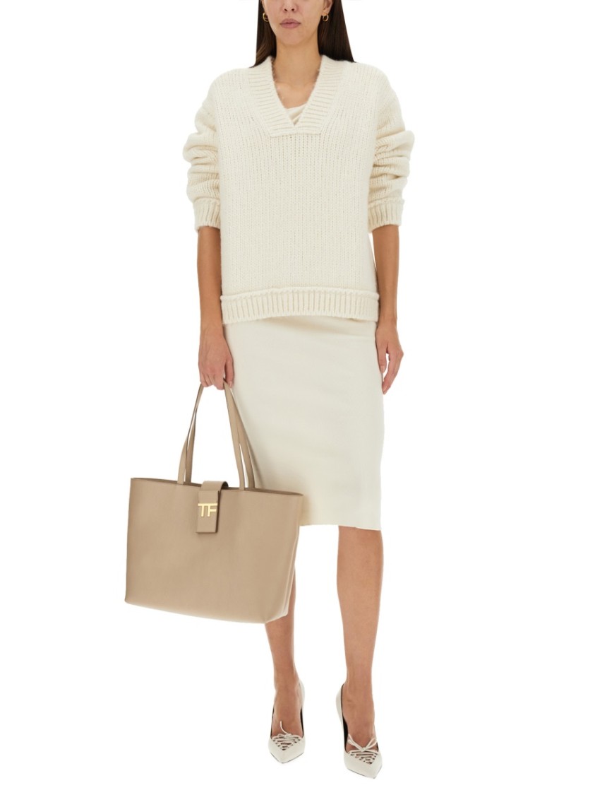 Shop Tom Ford D Wool Sweater In Neutrals
