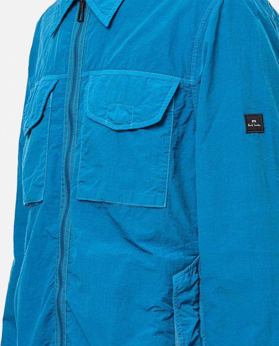 Shop Paul Smith Relaxed Fit Casual Jacket With Double Zipperclassic Collar In Blue