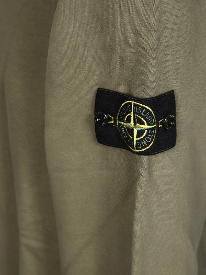 Stone Island Organic Cotton Sweatshirt With Removable Logo Patch In Green