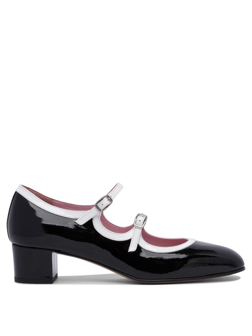 Carel Paris Block Heel Shoes With Glossy Finish In Black