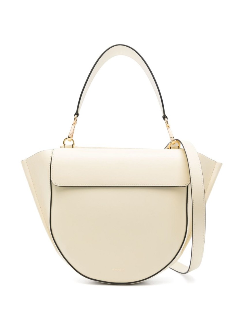 WANDLER WANDLER BEIGE SHOULDER BAG WITH STRUCTURED FLAP