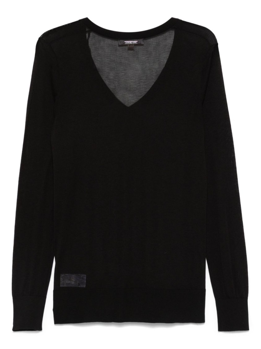 Shop Michael Kors Deep V-neck Black Top