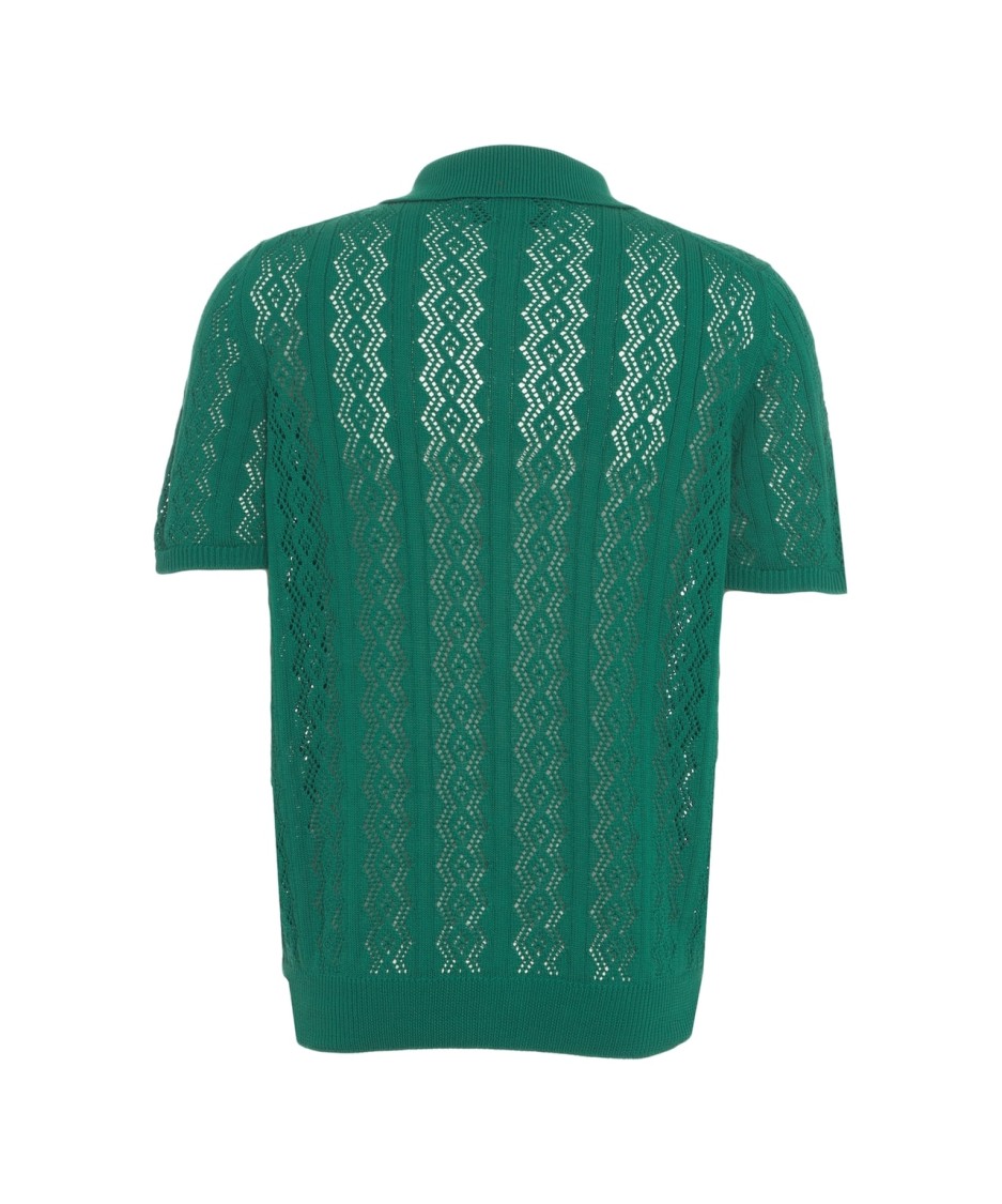 AMARANTO AMARANTO GREEN OPEN KNIT CARDIGAN