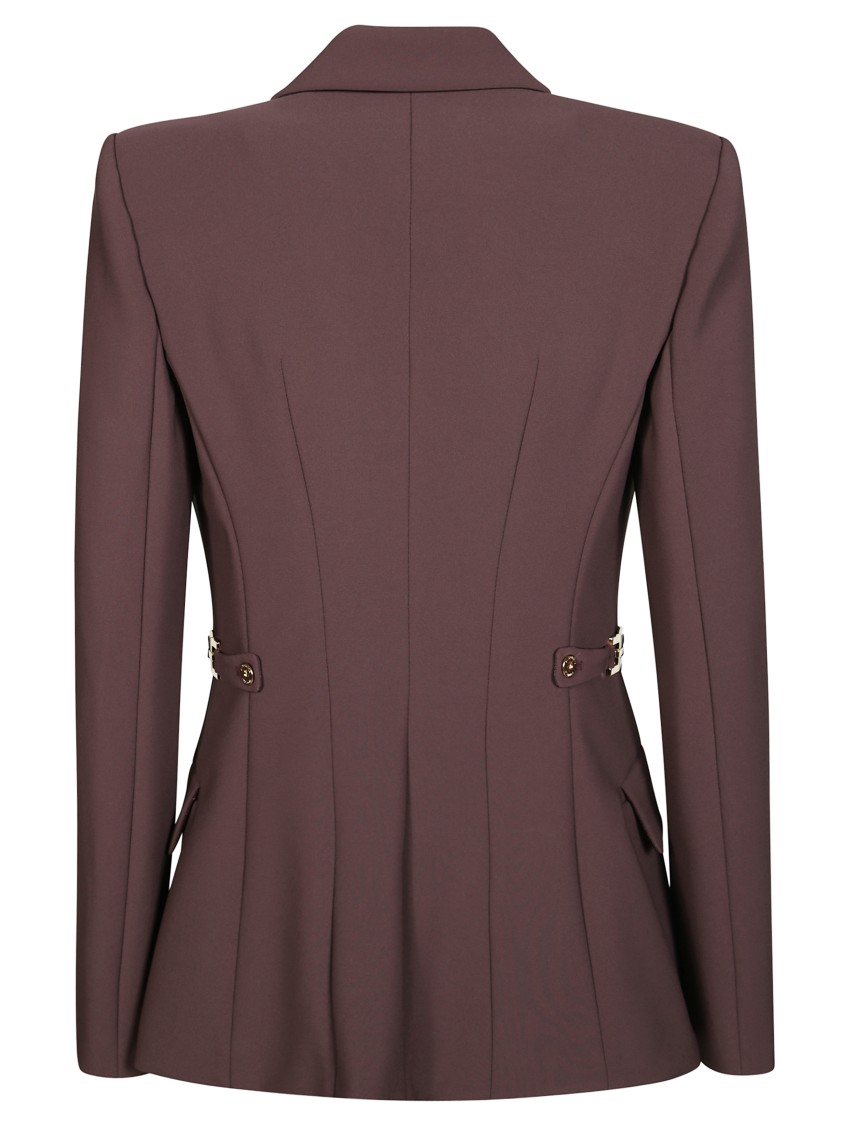 Elisabetta Franchi Single-breasted Tailored Blazer With Notched Lapel In Purple