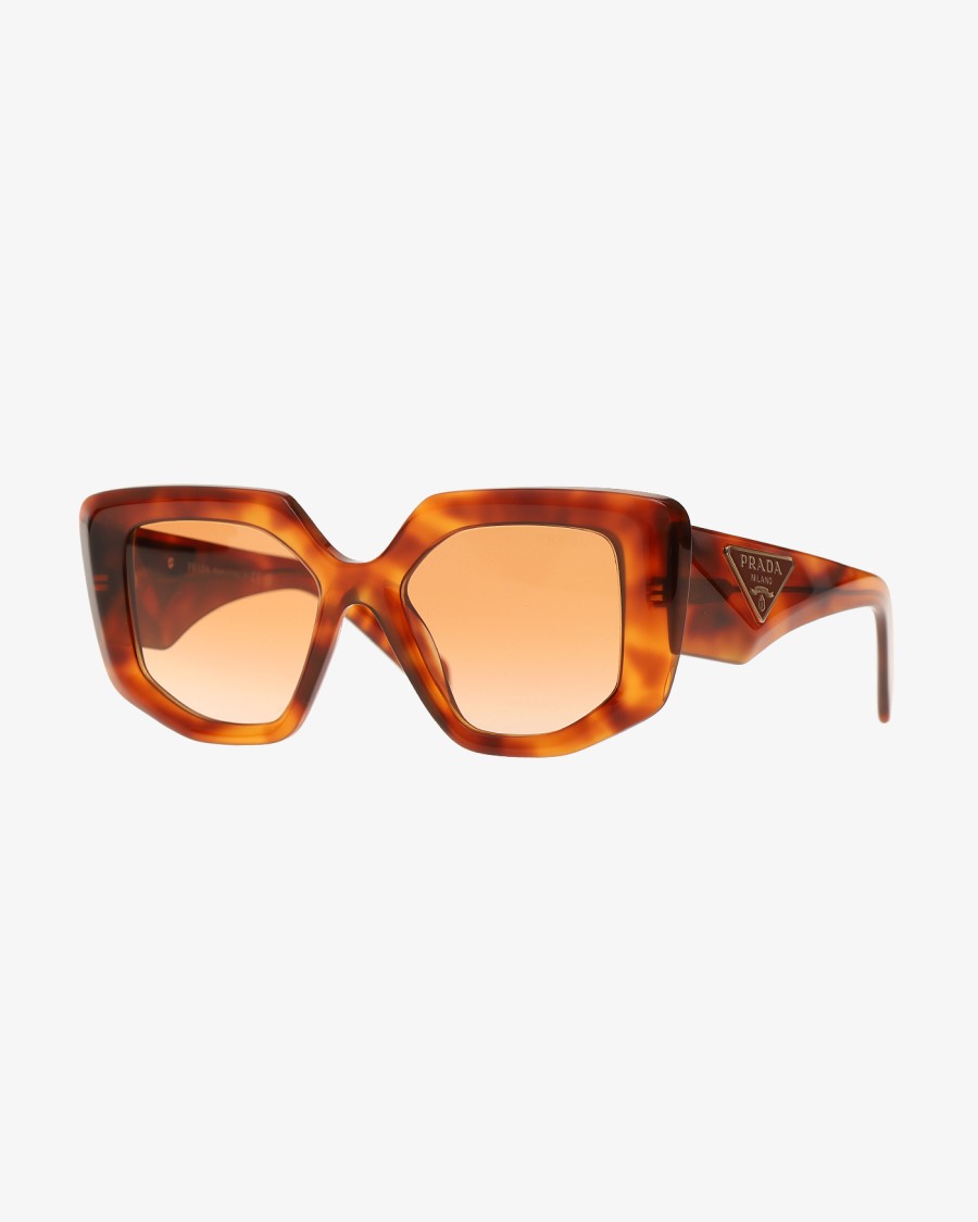Prada Cognac Tortoise Acetate Sunglasses With Gradient Lenses