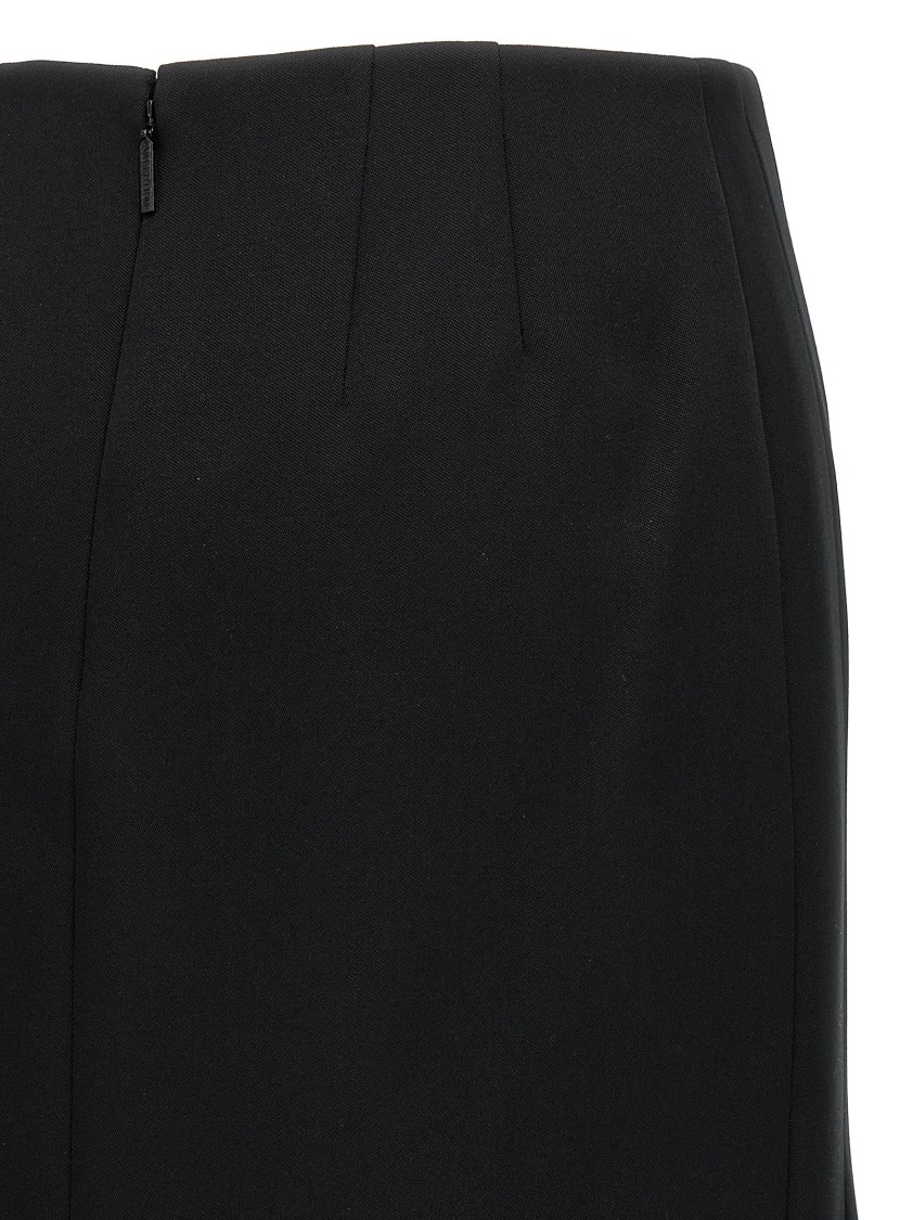 Valentino Garavani Tailored Wool Midi Skirt With Side Slits In Black