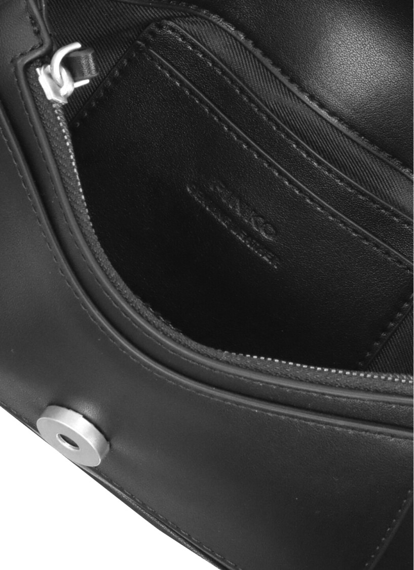 Pinko Black Leather Shoulder Bag In Black