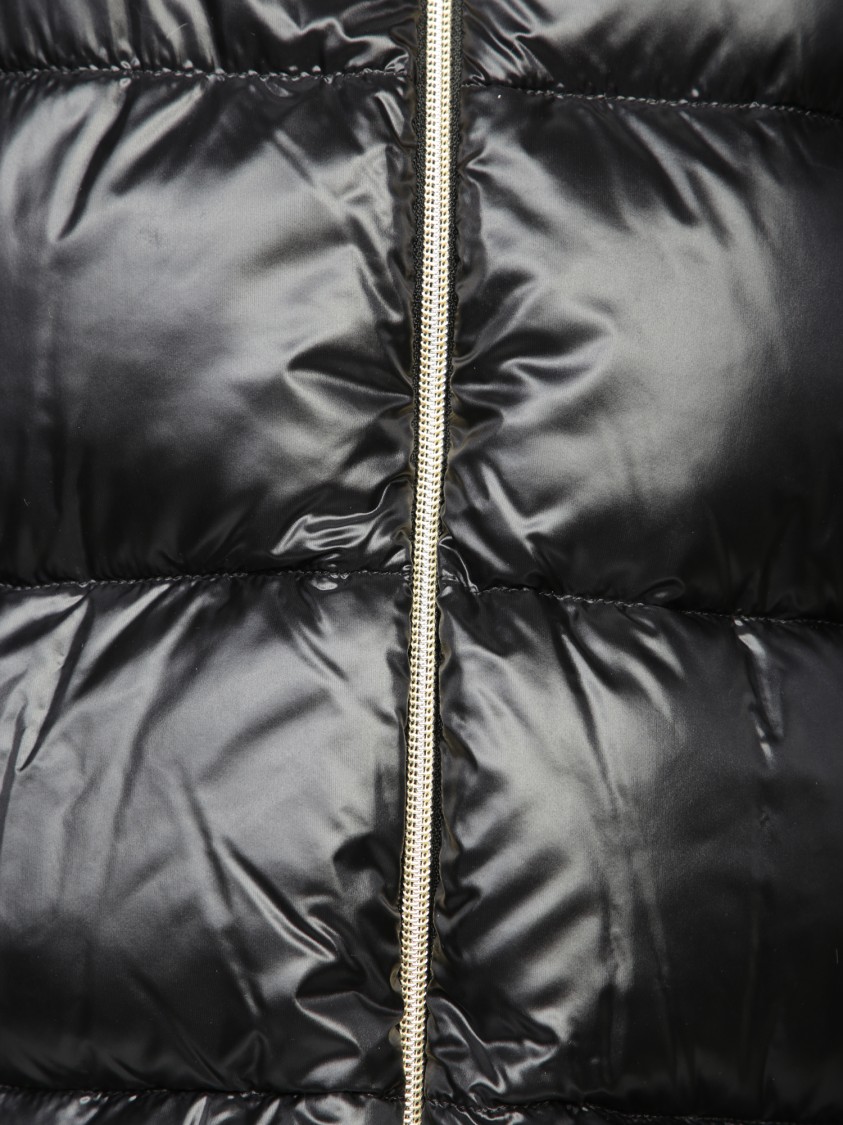 Herno Faux Fur And Quilted Nylon Down Bomber Jacket In Black