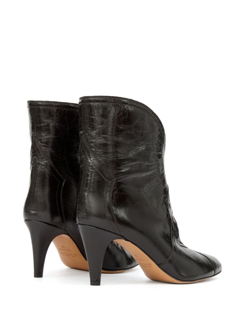 Isabel Marant Pointed Toe Black Ankle Boots In Black