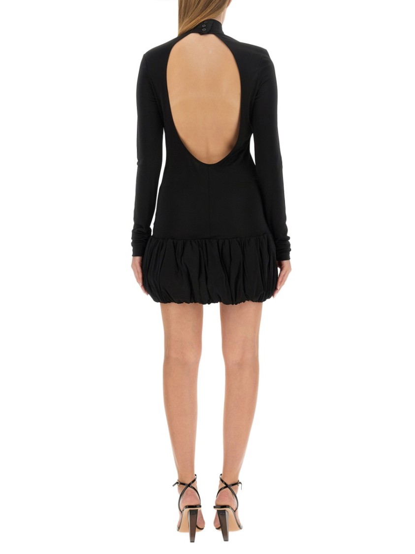 Moschino Open-back High-neck Minidress In Black
