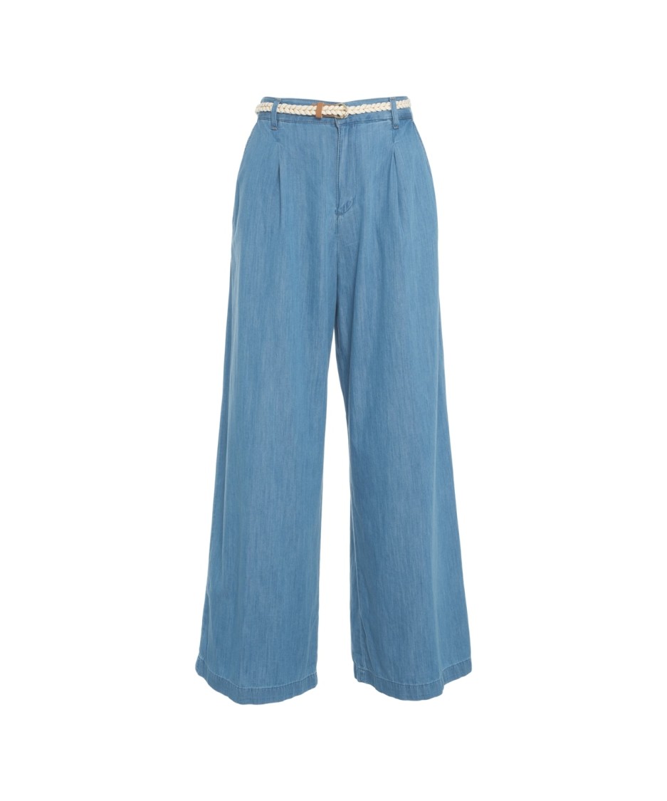 Shop Liu •jo Liu Jo Flared Pants With Buckled Waist Belt