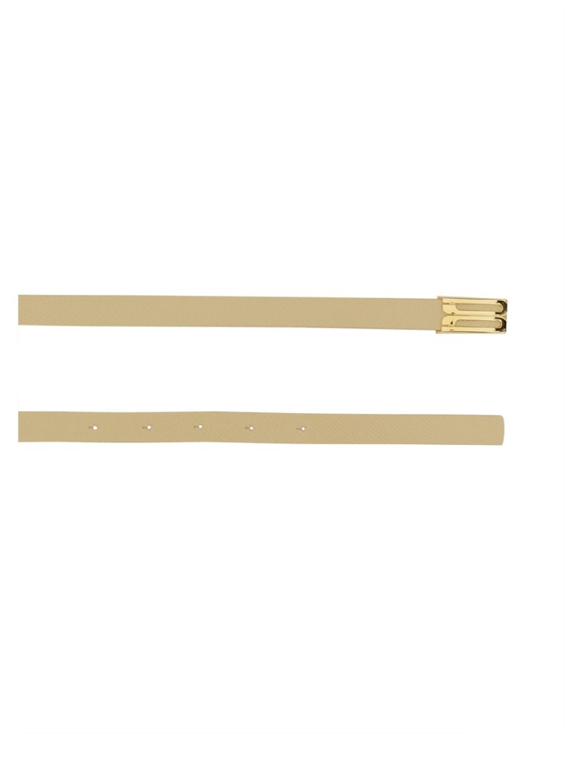 Victoria Beckham Geometric Buckle Belt In Neutrals