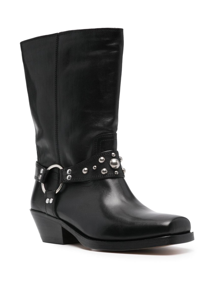 Isabel Marant Antya Leather Cowboy Boots In Black