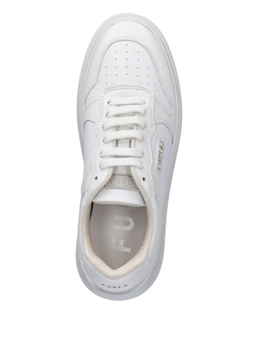 Furla Beige Lace-up Sneakers With Cushioned Sole In White
