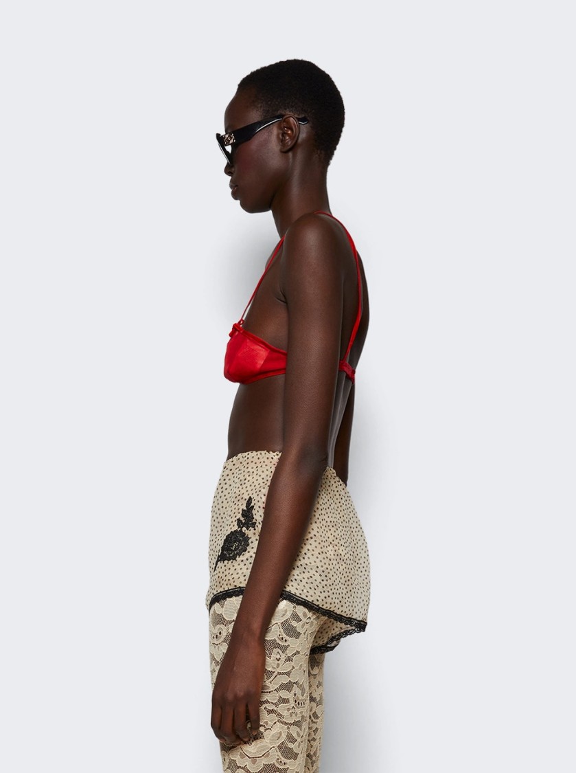 Valentino Silk Red Bra With Bow Detailing And Adjustable Straps