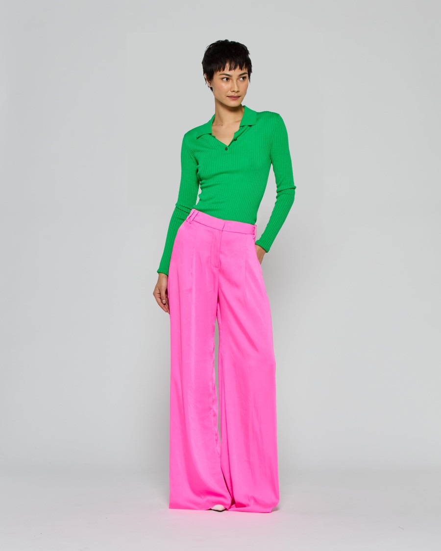 Serena Bute Crinkled Satin Wide-leg Trousers