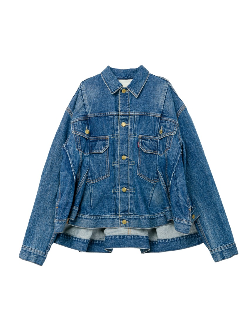Sacai Relaxed Fit Denim Jacket With Unique Split Detail In Blue