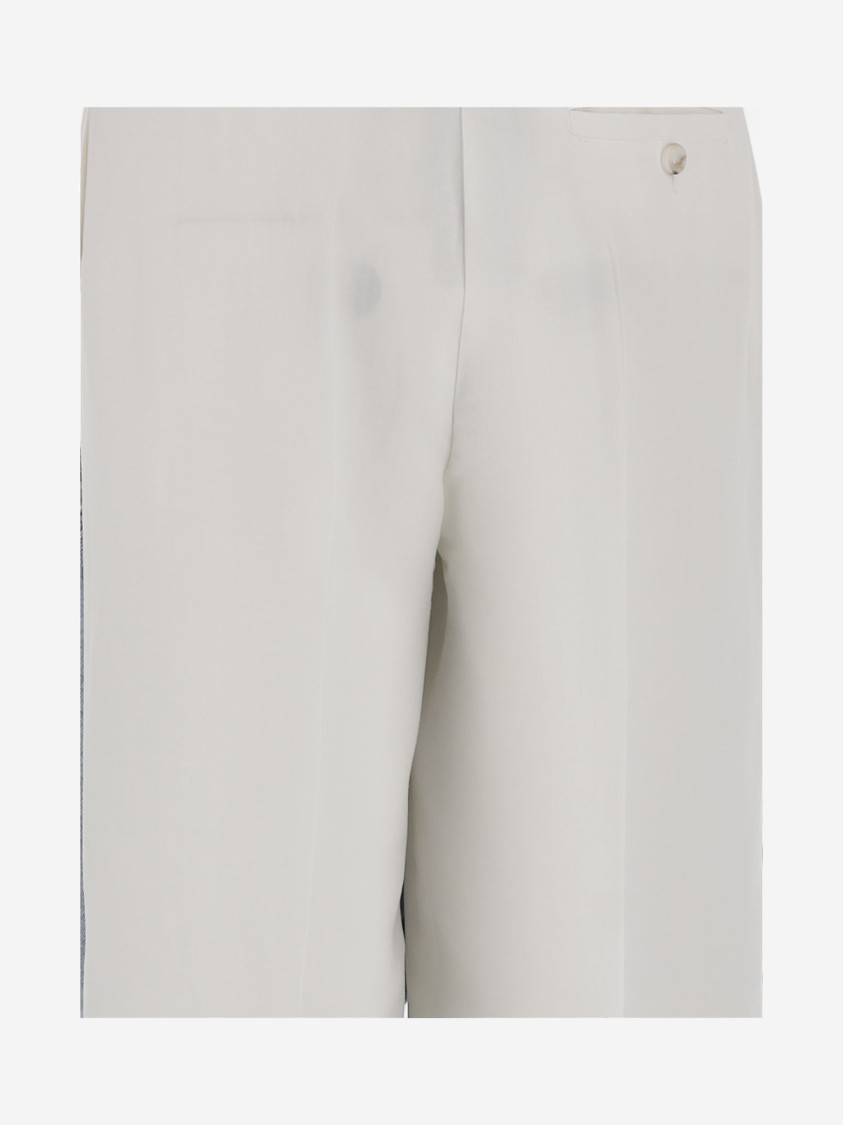 Pinko Palazzo Pants With Center Stripe And Concealed Closure In White