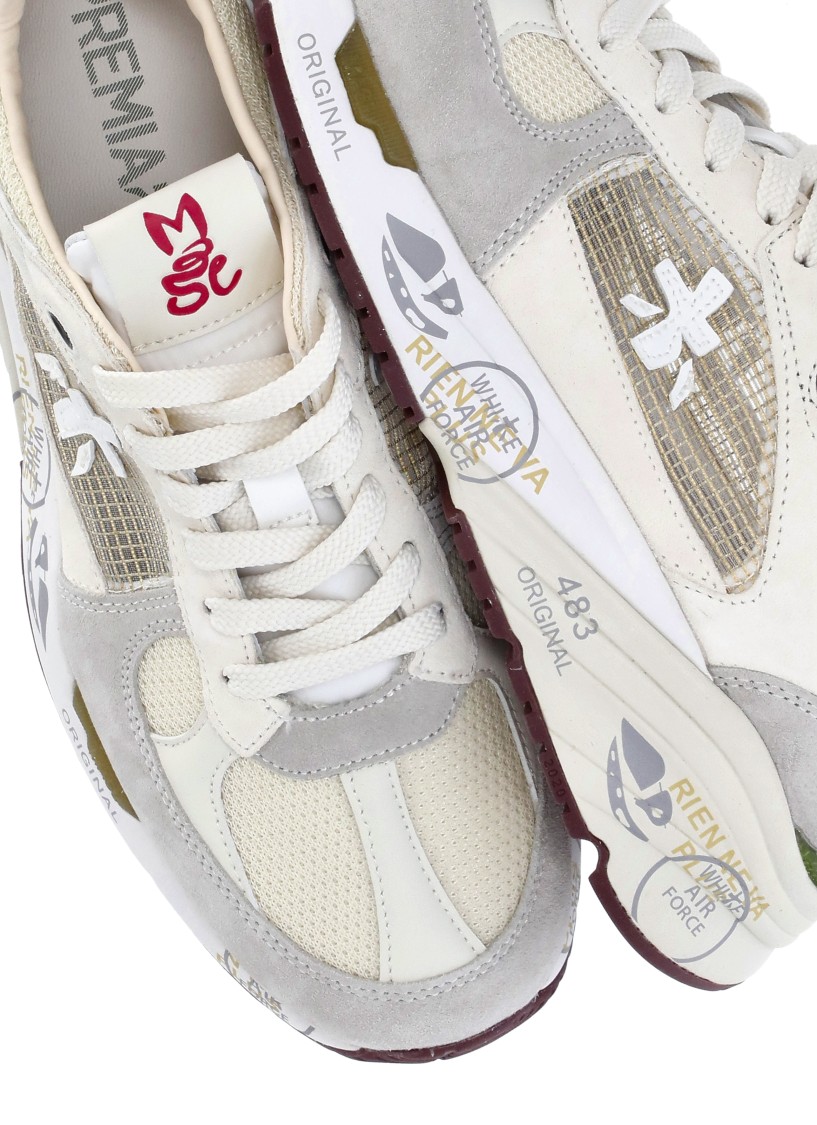 Premiata Bianco Sneakers With Textured Blend