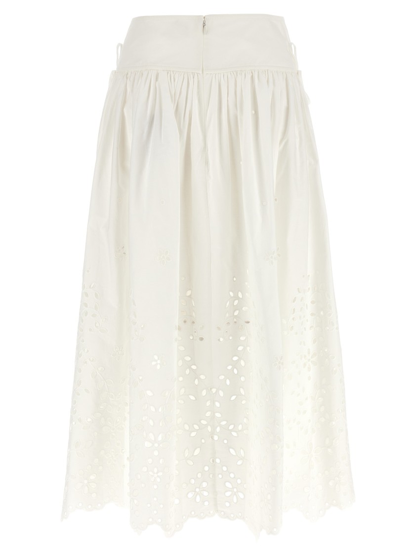 Self-portrait White Cotton Embroidered Midi Skirt Clothing
