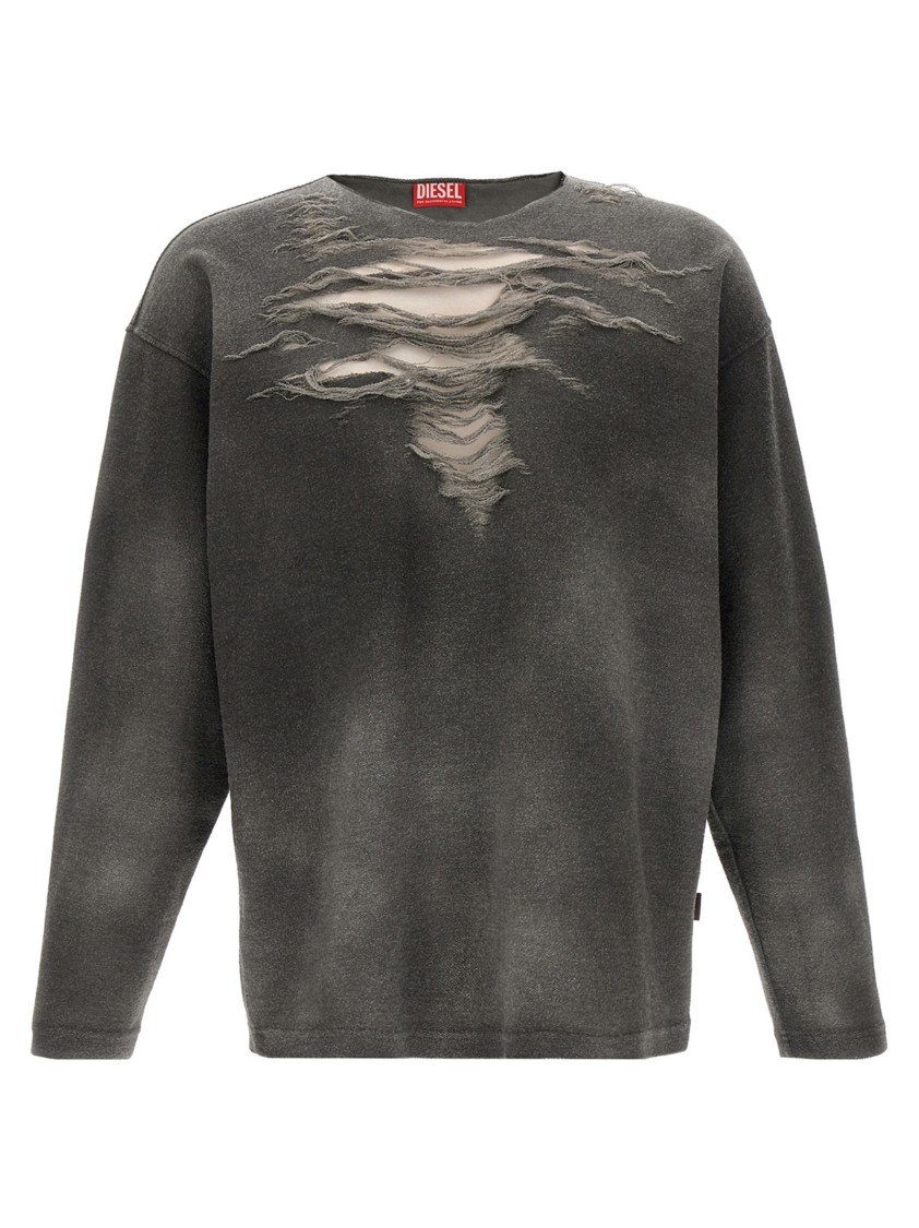 Diesel Felpa S-ruben In Misto Cotone Stretch Grigio Uomo In Black