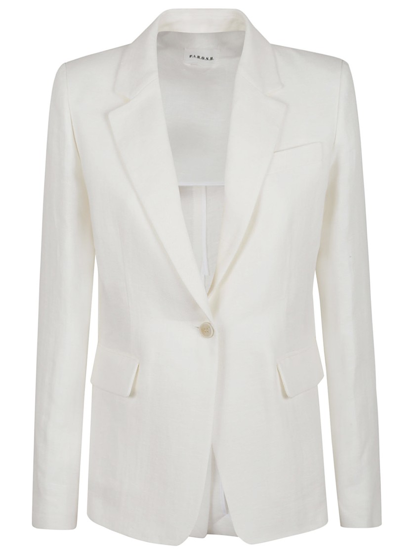 P.a.r.o.s.h Parosh White Linen Tailored Jacket In White