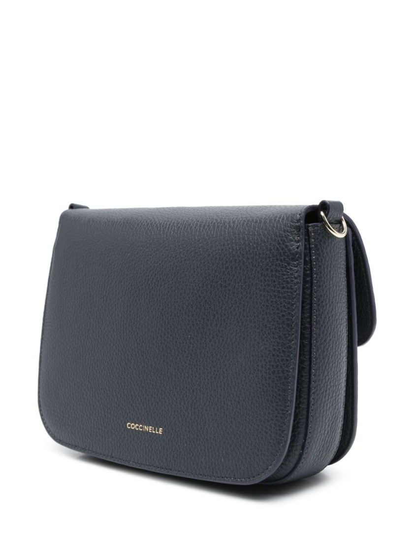 Shop Coccinelle Black And White Calf Leather Shoulder Bag