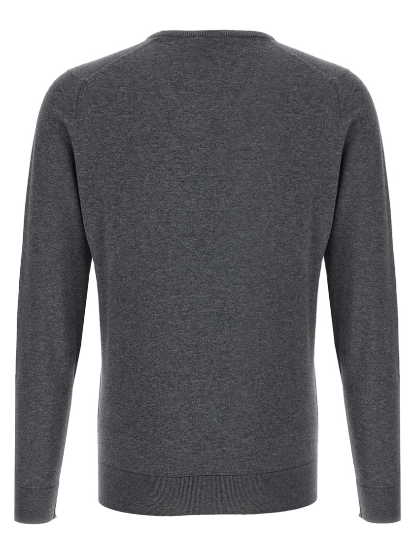 John Smedley Crew Neck Sweater With Ribbed Cuffs In Gray