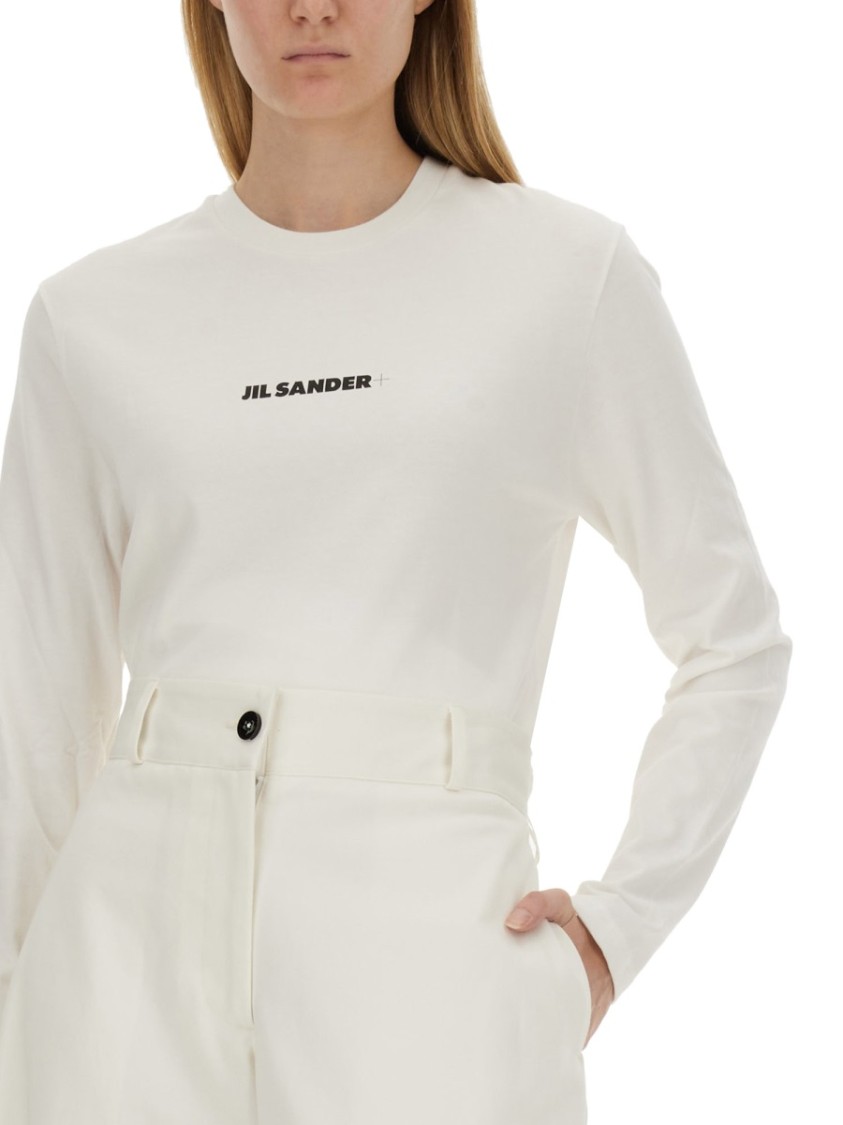 Shop Jil Sander Long-sleeved T-shirt With Logo In White