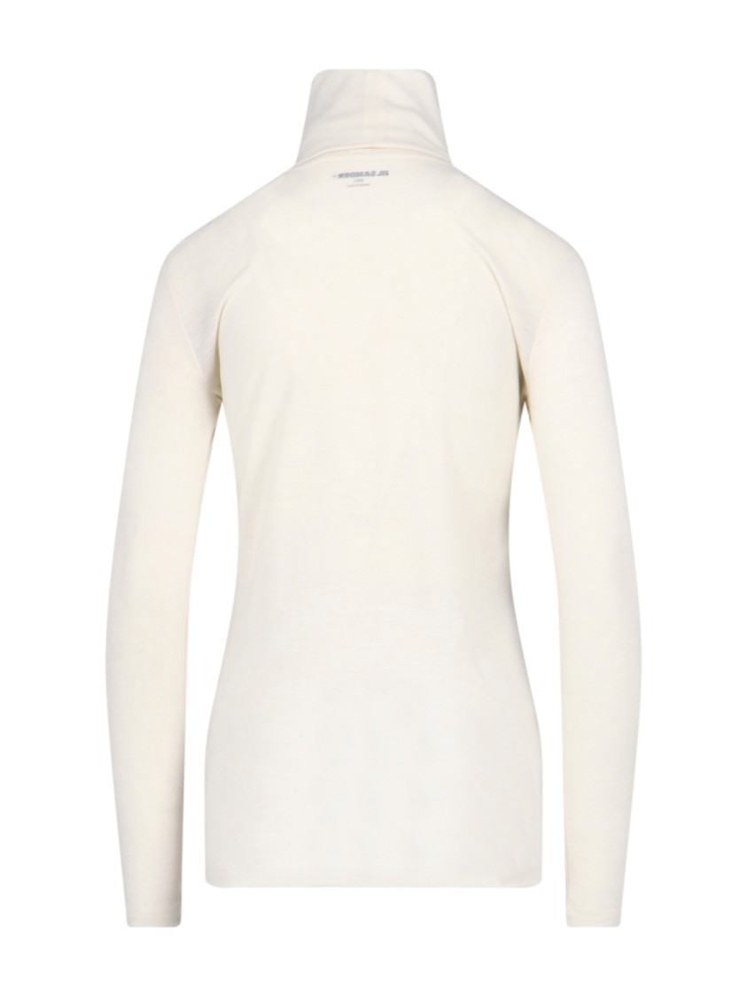 Jil Sander Logo Wool Blend Jersey Turtleneck Top