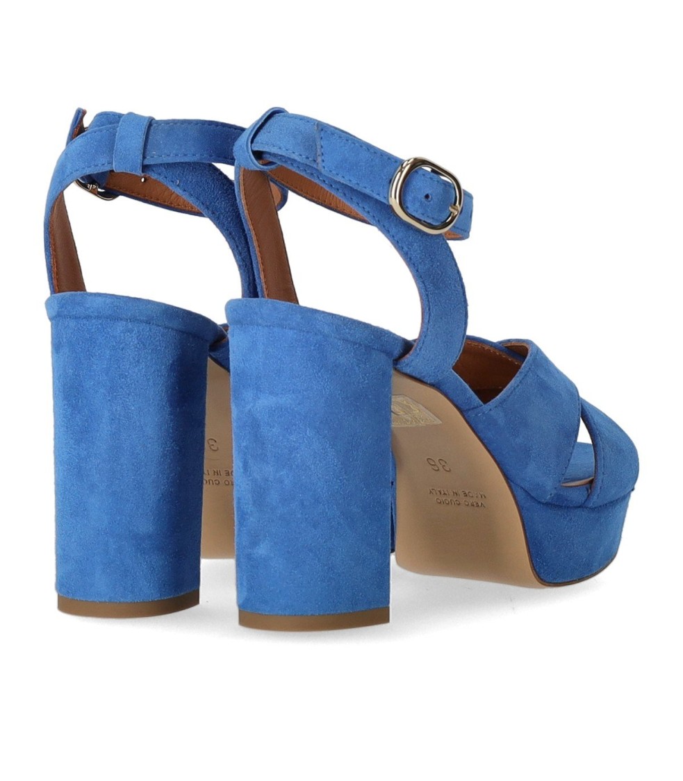 Via Roma 15 Denim Blue Heeled Sandal In Blue