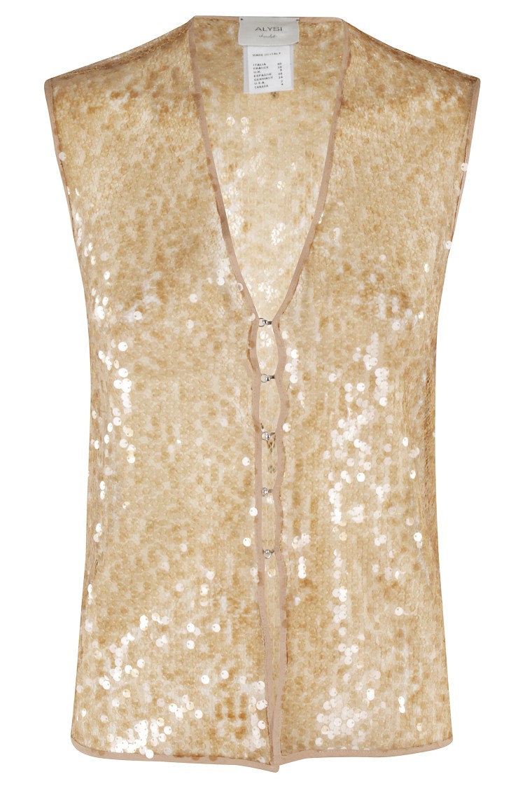 Shop Alysi Lace Paillettes V-neck Top