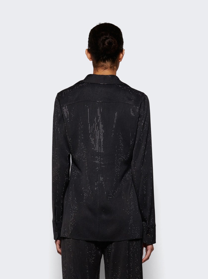 Alexander Wang Crystal Hotfix Slim Shirt Washed Charcoal In Black